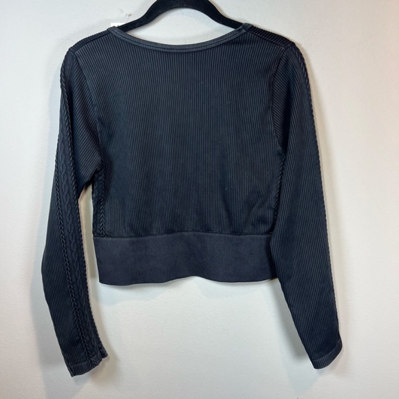Offline By Aerie Womens Seamless Cable Square Neck Ribbed Top Shirt Black NEW XL - Picture 13 of 15